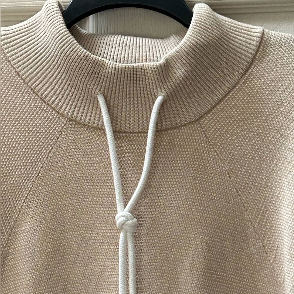 Varley Maceo Textured Knit Mock Neck Drawstring Pullover Sweatshirt Beige Size S - Picture 7 of 16